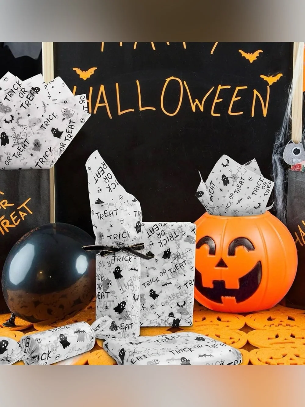 Halloween 'Trick or Treat' Black & White Graphic Tissue Paper 30 sheets